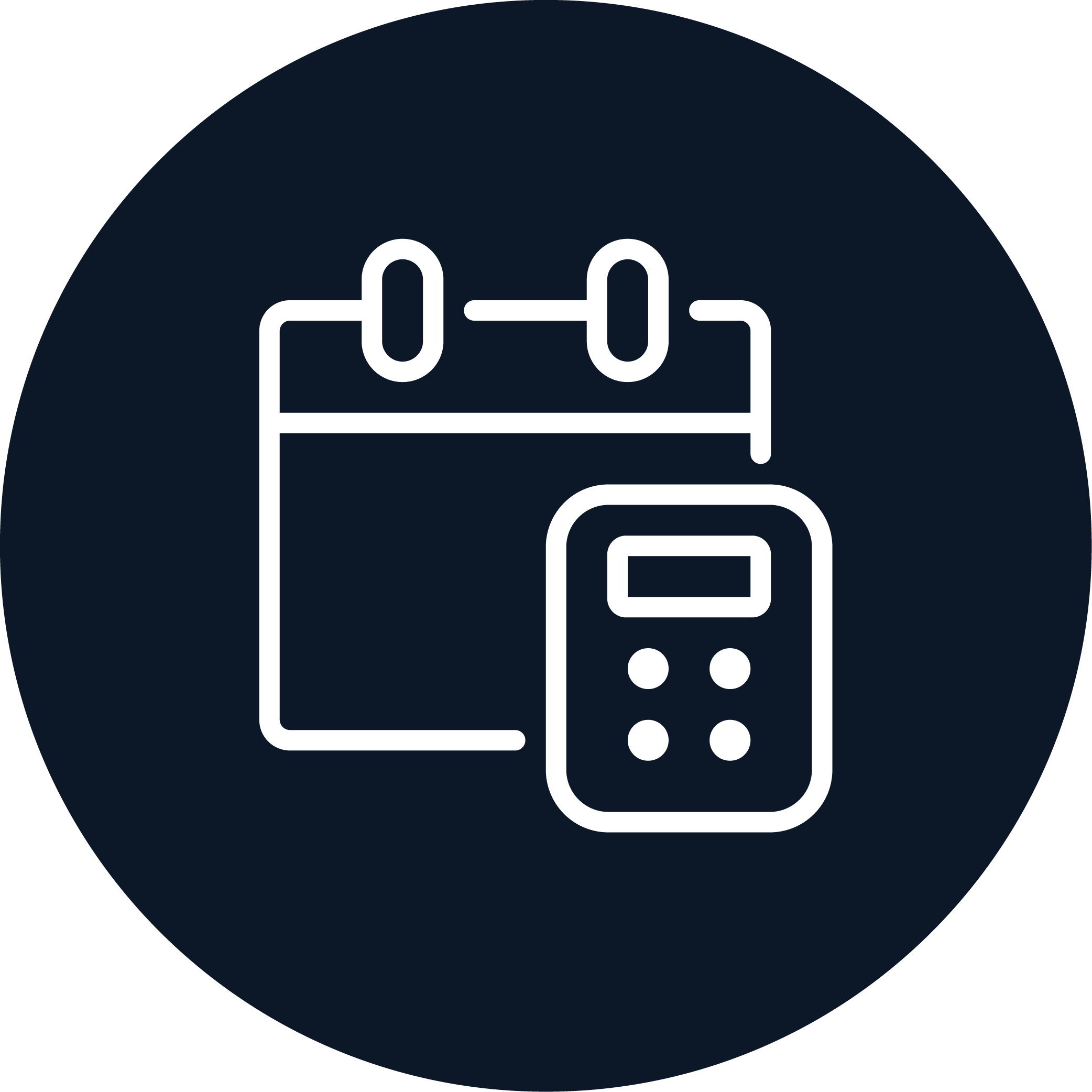 Icon of a calendar and calculator.